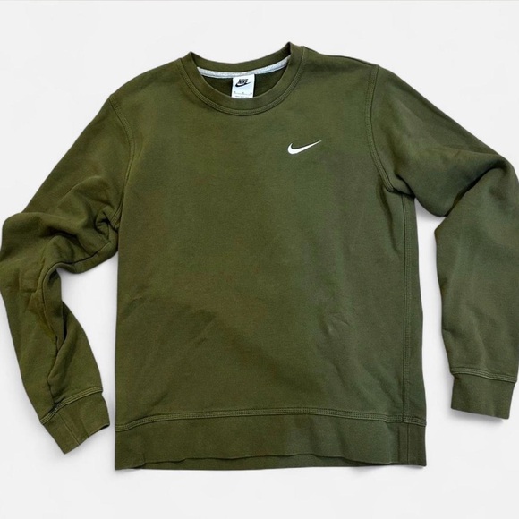 Nike Sweaters - Nike Classic Olive Crewneck Cotton Sweater Womens Medium